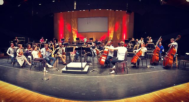 View of the orchestra setting up before the premiere of &ldquo;The Matterlightblooming&rdquo; alongside new works by @annikasoco and Maya Miro-Johnson at Cabrillo. 🎵🎻🎶 . . .

#newmusic #orchestra #orchestralmusic #santacruz #cabrillofestival2019 #