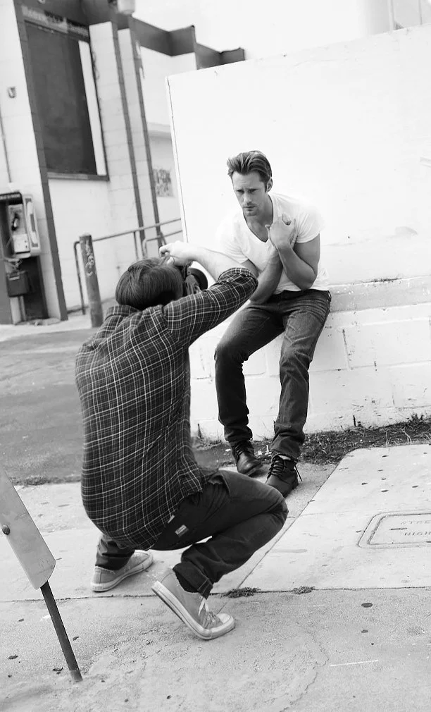 Alexander Skarsgård + Matthew on location in LA.