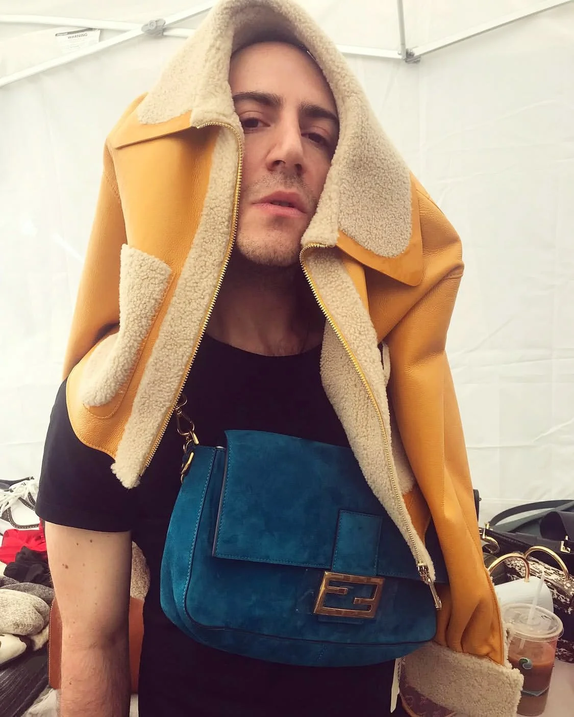 Matthew on location in Central Park with ELLE USA.