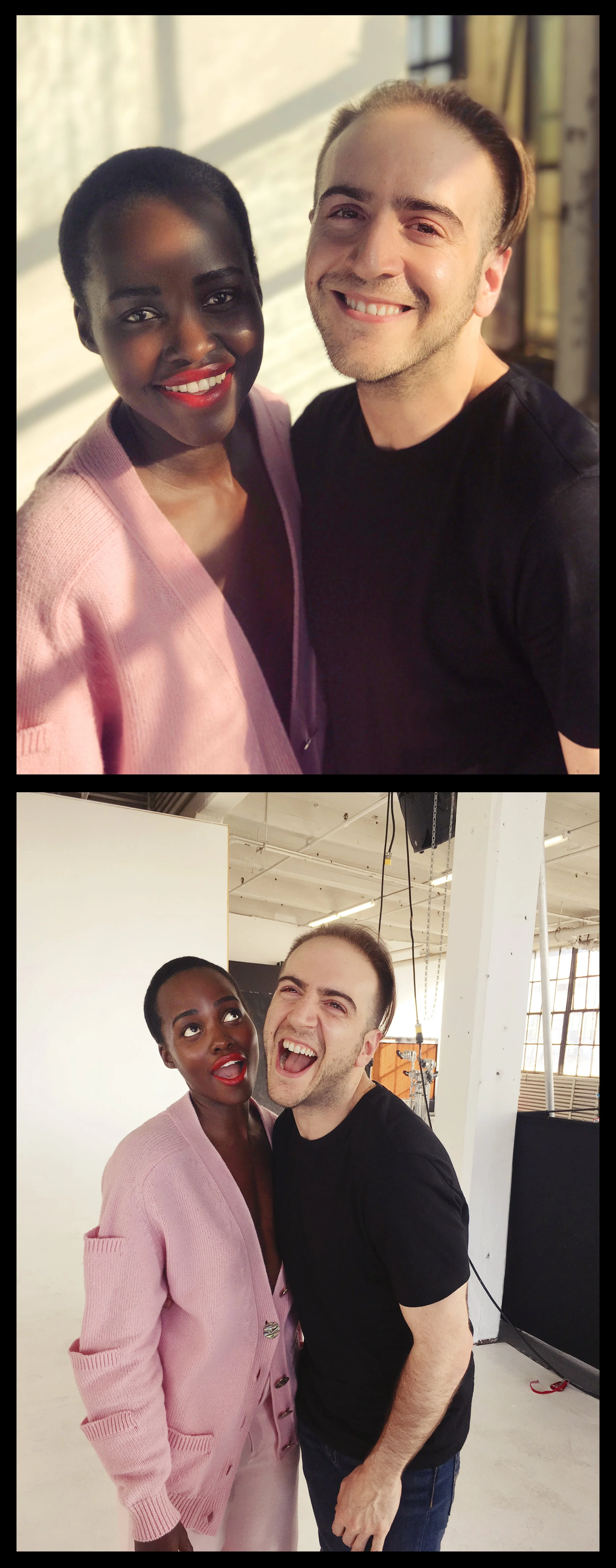 Lupita Nyong’o + Matthew on set.