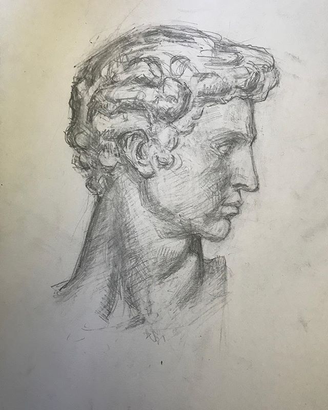 Another angle of Giuliano Medici. #boristyomkin #academicart #academicdrawing #medicichapel #graphitedrawing #pencilsketch #medici #michelangelo #graphiteart #graphiteart #portraitart #portraitartist #portraitdrawing