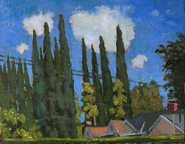 View from my back yard. #boristyomkin #landscapeart #landscapeartist #oilpainting #losangelesart #losangelesartist #impressionism #laart #laartist #lacityscape