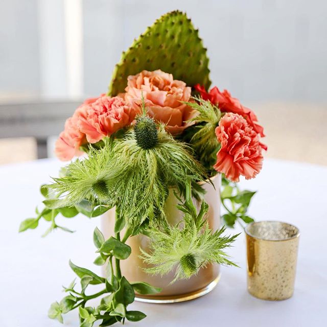 👆🏼This Dr Seuss looking centerpiece brought to you by PARTY ON! Nopales, garden roses, carnations, thistle, and African protea. Oh my! #partyonplanning #azeventplanner