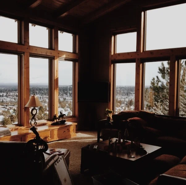 Clear windows with city view after professional window cleaning on Awbrey Butte in Bend Oregon