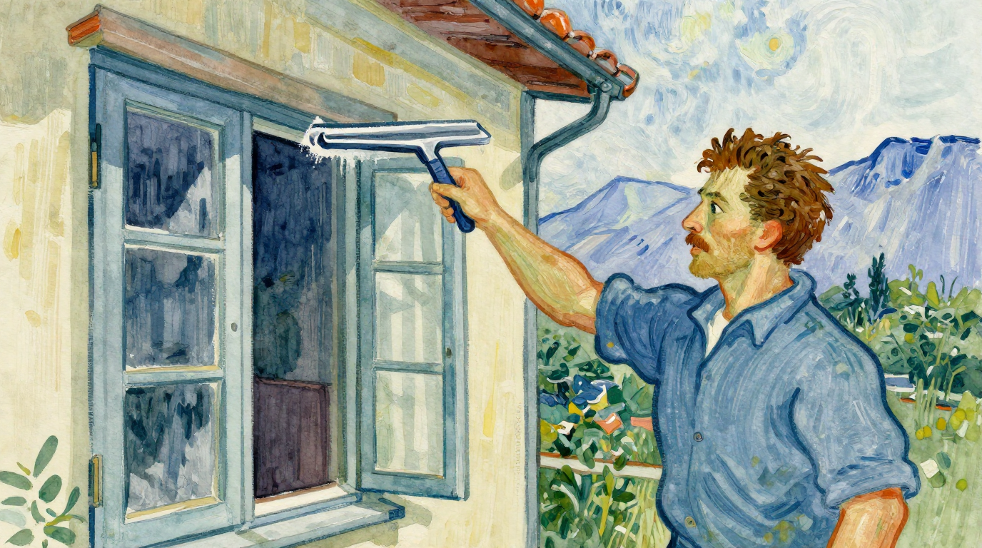 Window Cleaning exterior windows on a Bend home before listing