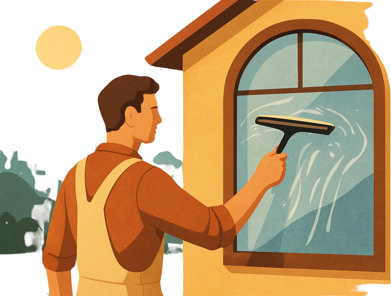 Hard water stains on residential window glass in Central Oregon