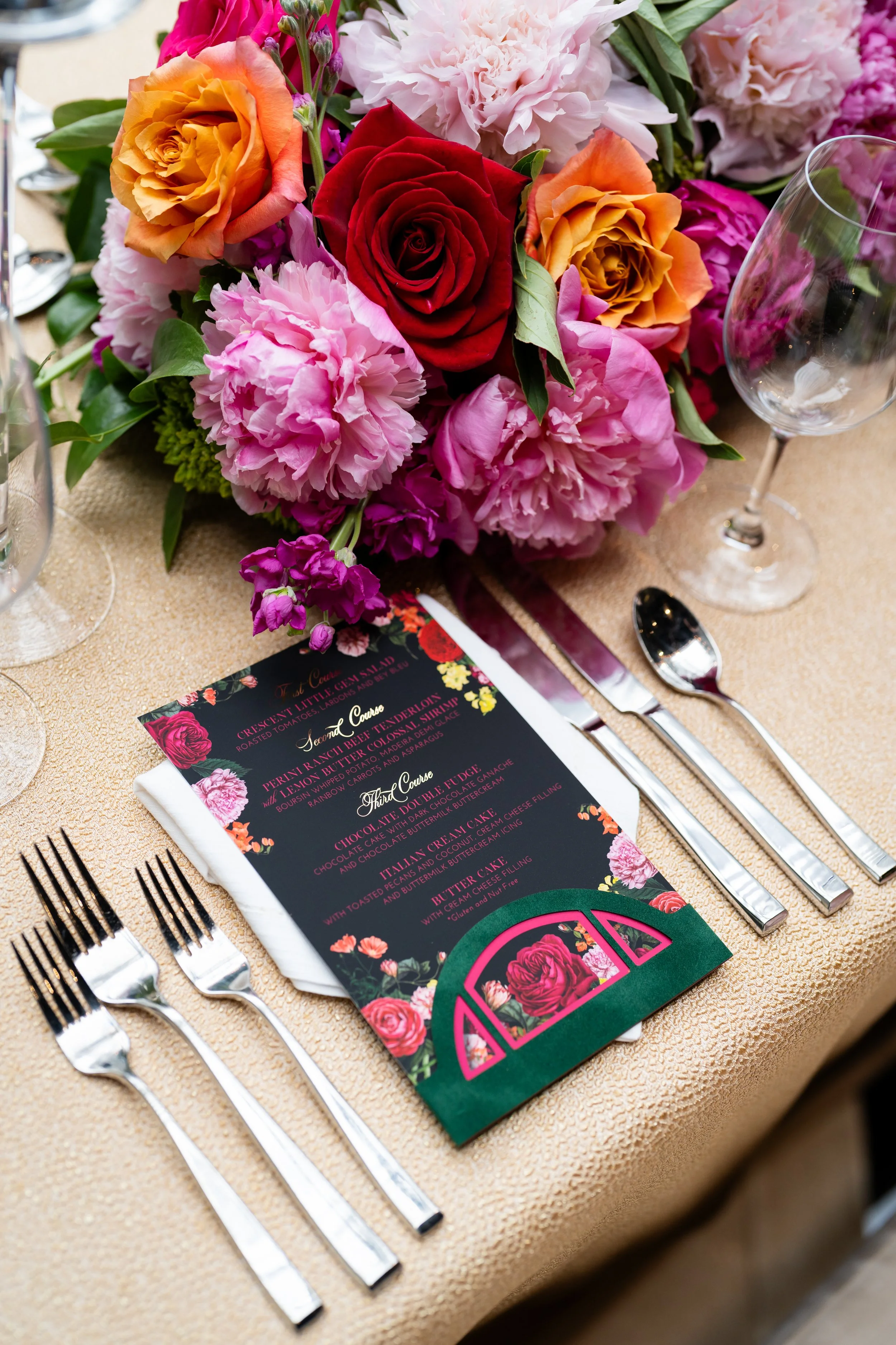 custom event menu flowers Dallas Fort Worth 