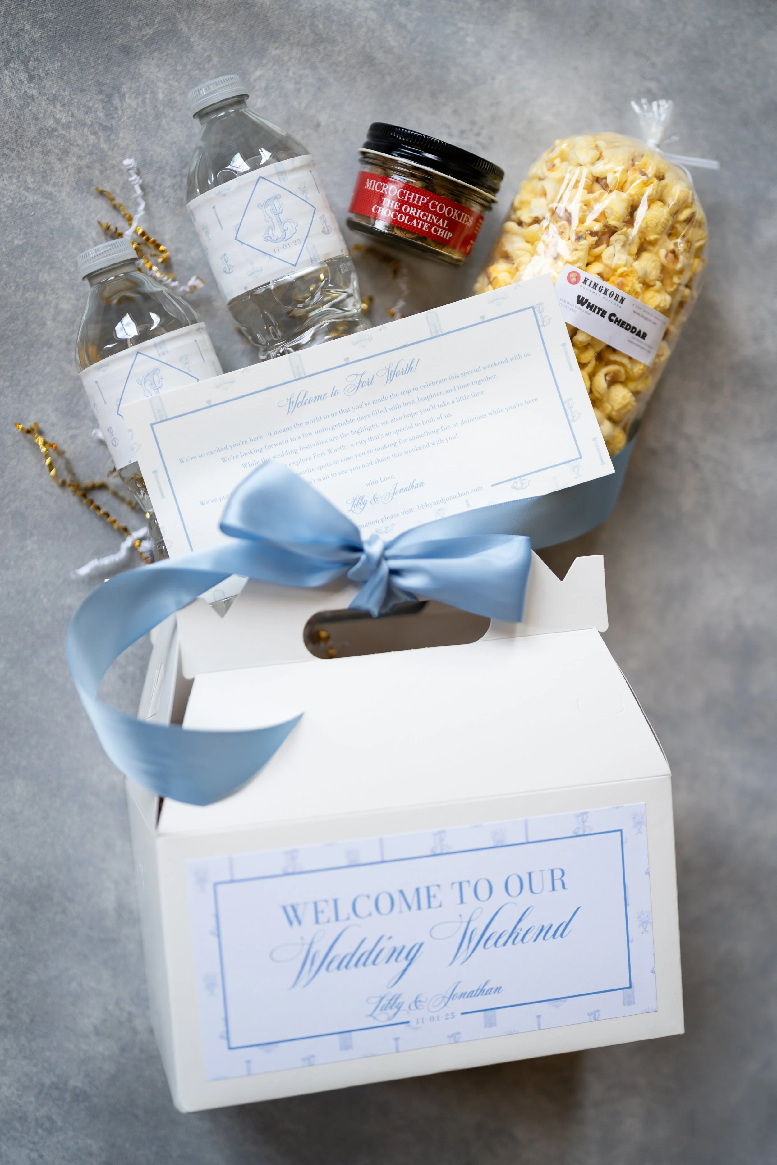 custom welcome box stationery Dallas Fort Worth