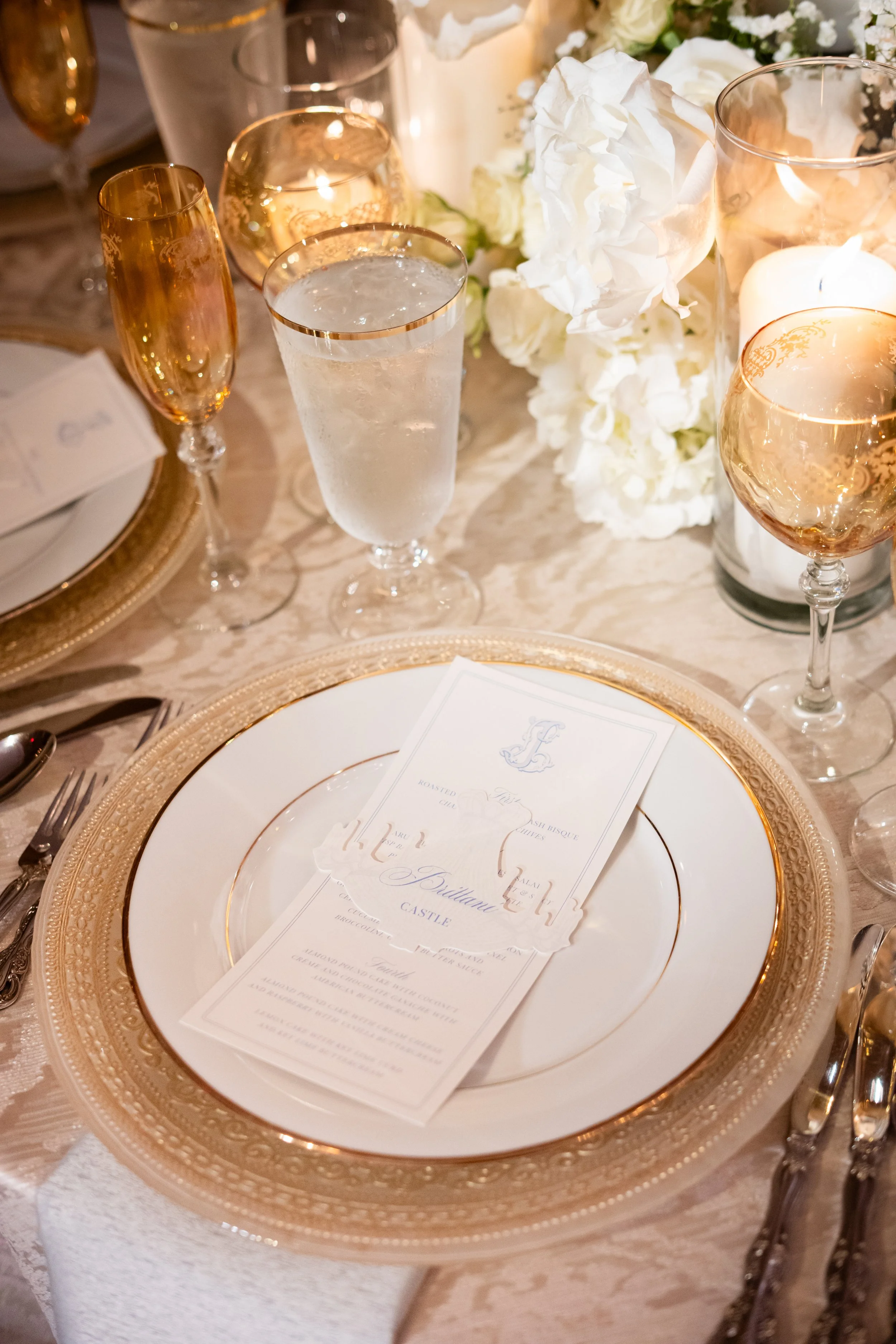 custom wedding menu and place card cutout