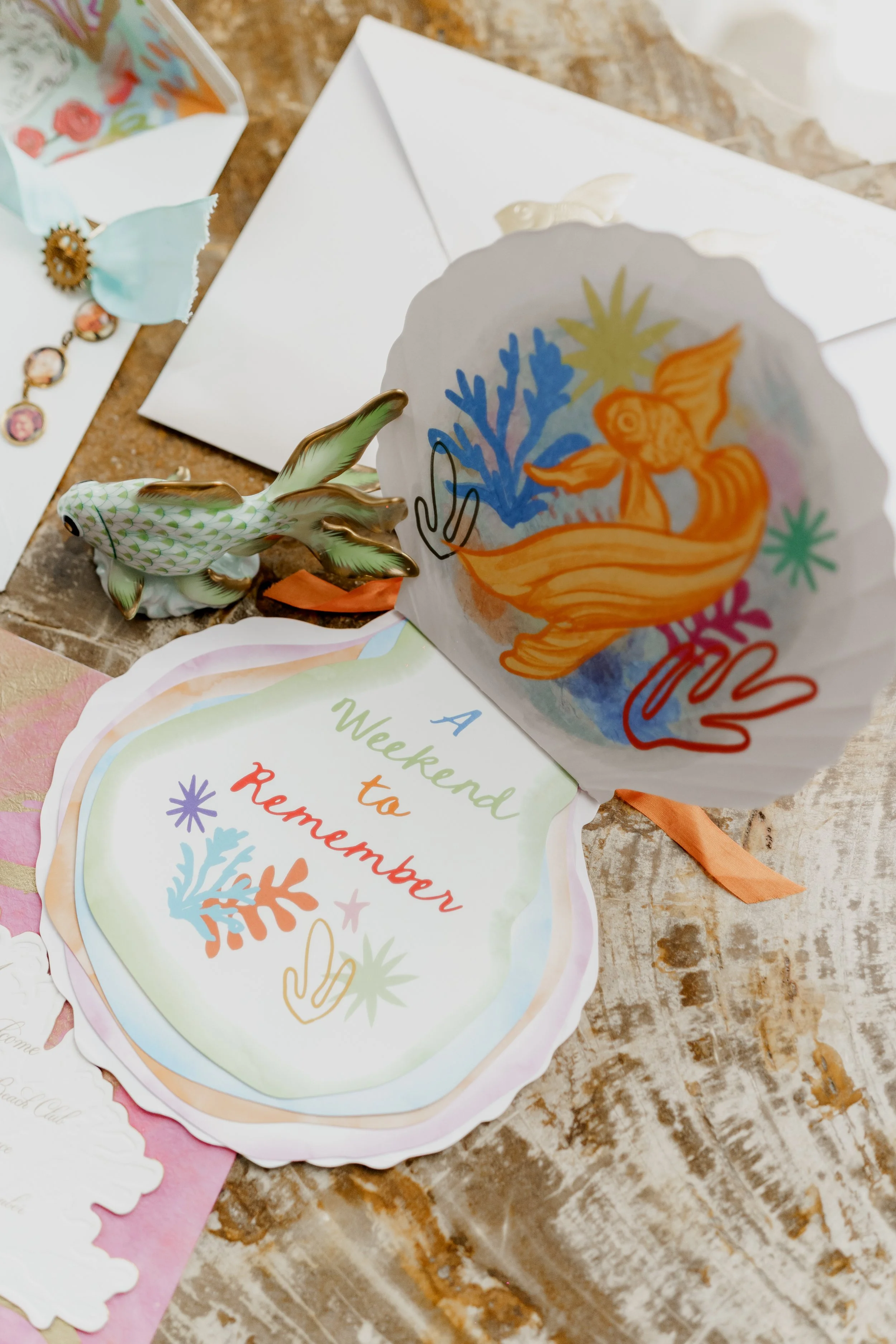 custom save the date seashell wedding weekend Dallas Fort Worth