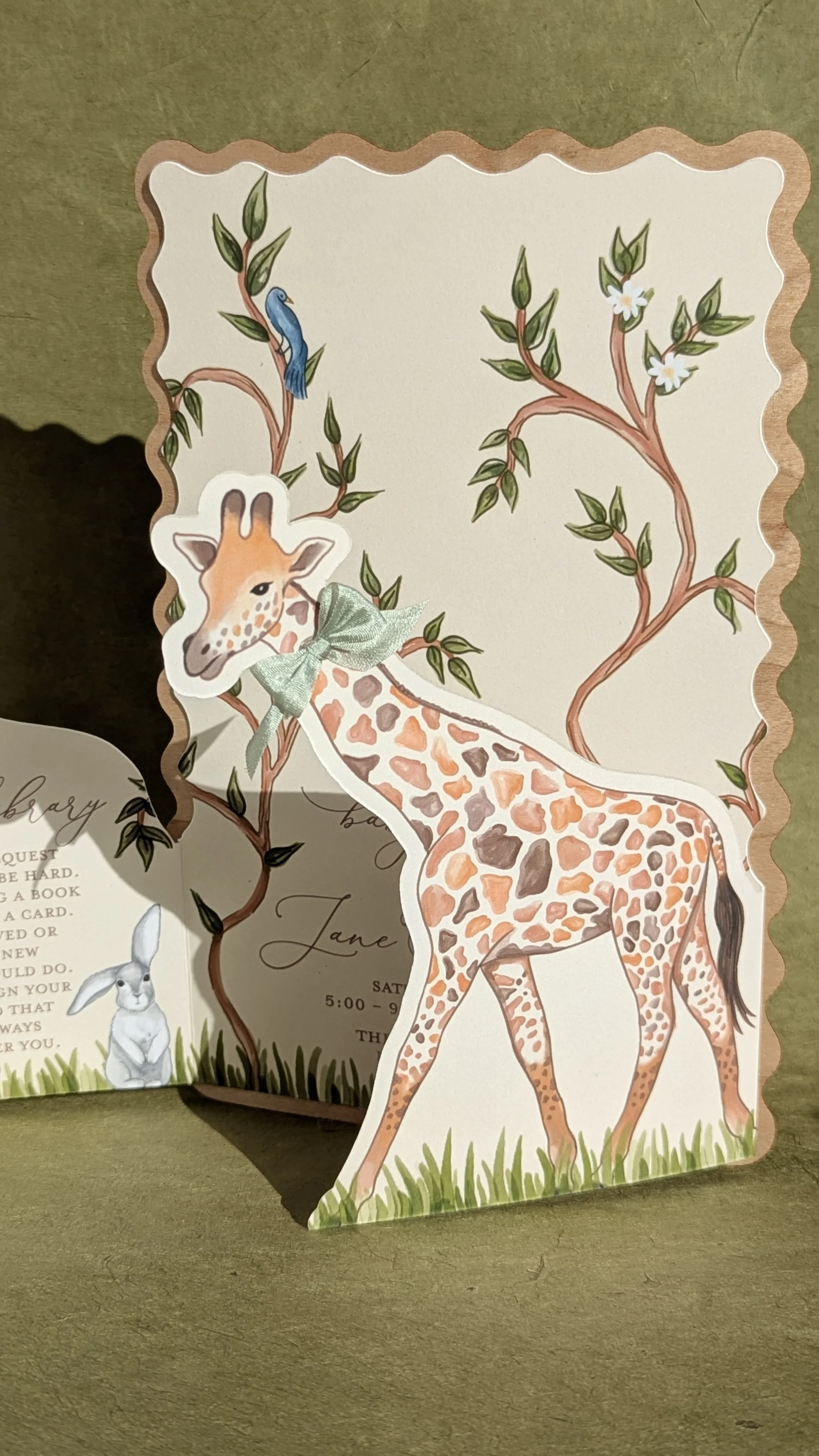 custom baby shower invitation giraffe Dallas Fort Worth 