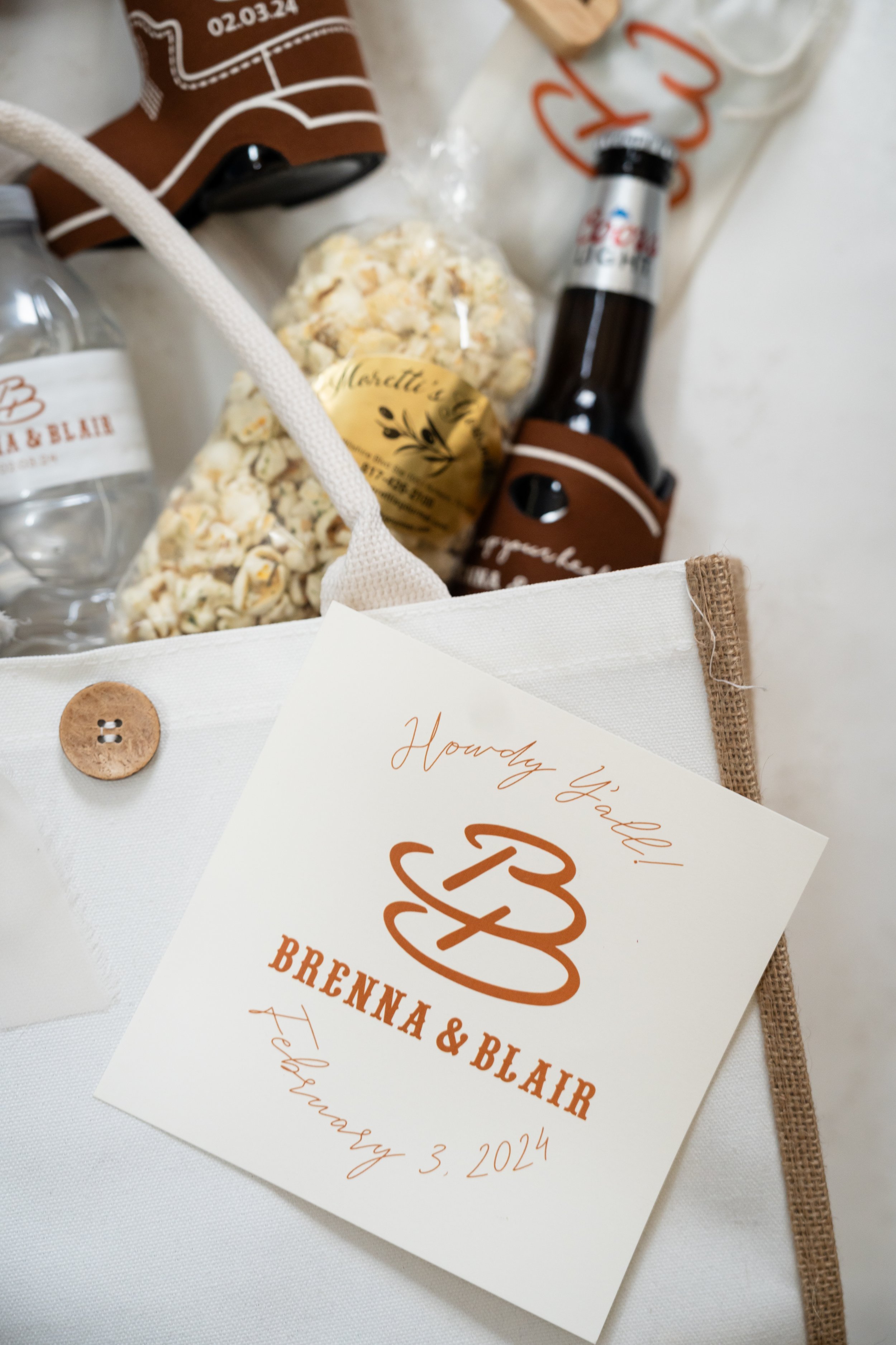 custom wedding welcome bag card western 