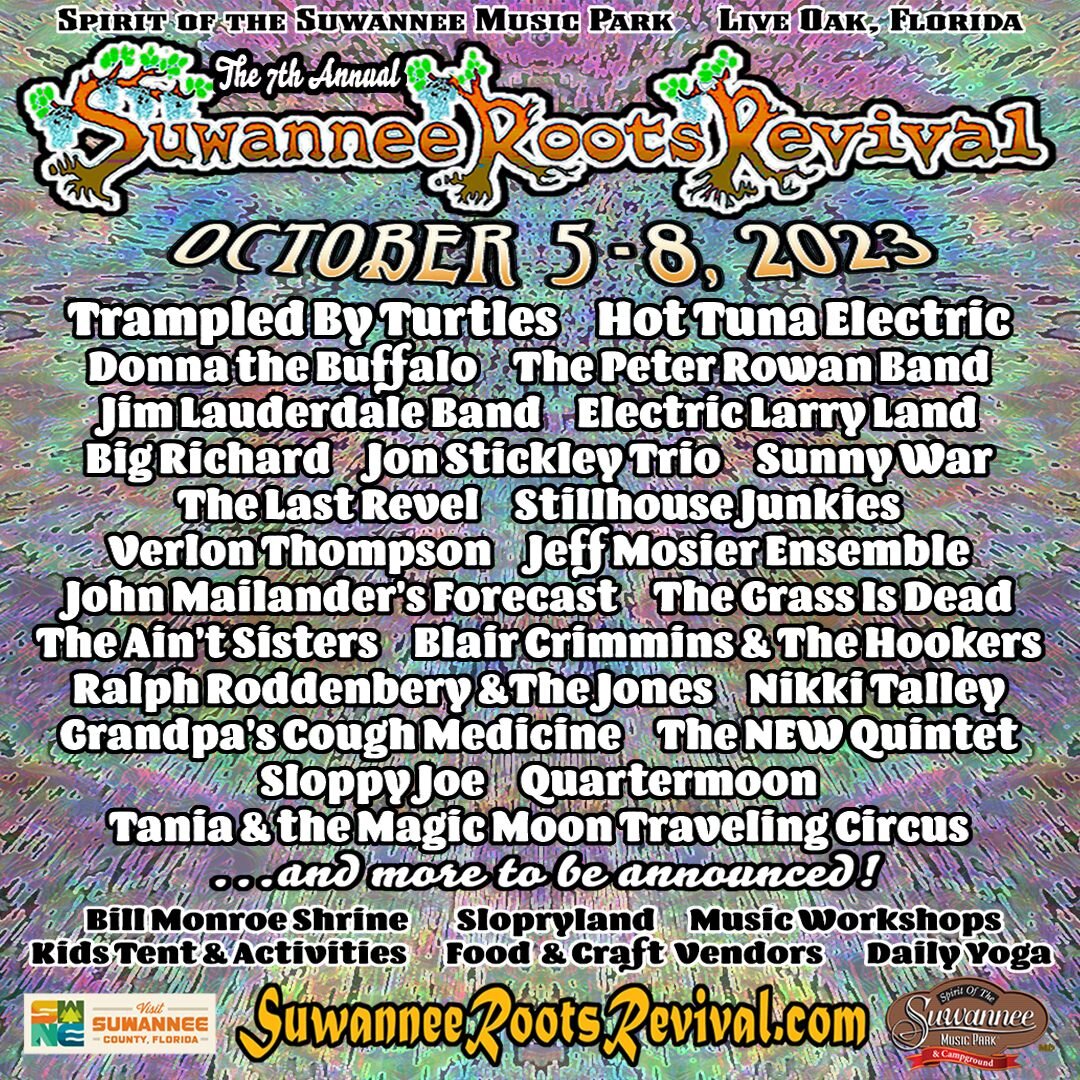 FESTIVAL ANNOUNCEMENT! We're excited to play at the @suwanneeroots in October!

 #americanroots #trio #fiddle #bluegrass #rootsmusic #bass #ontour #oldtimemusic #americana #vanlife #guitar #tourlife