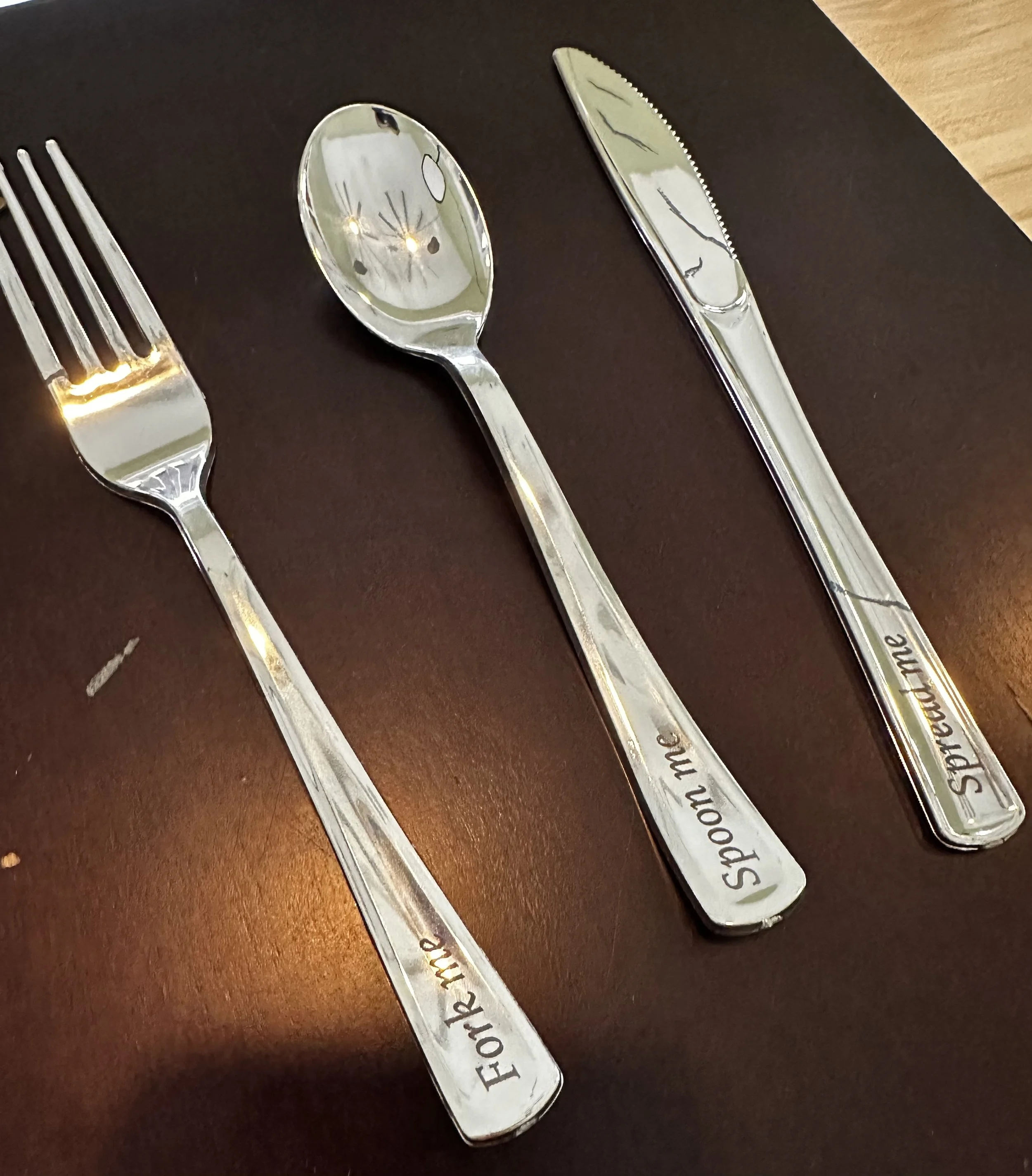 Engraved PLASTIC Silverware set - Add on to any order for $4.99