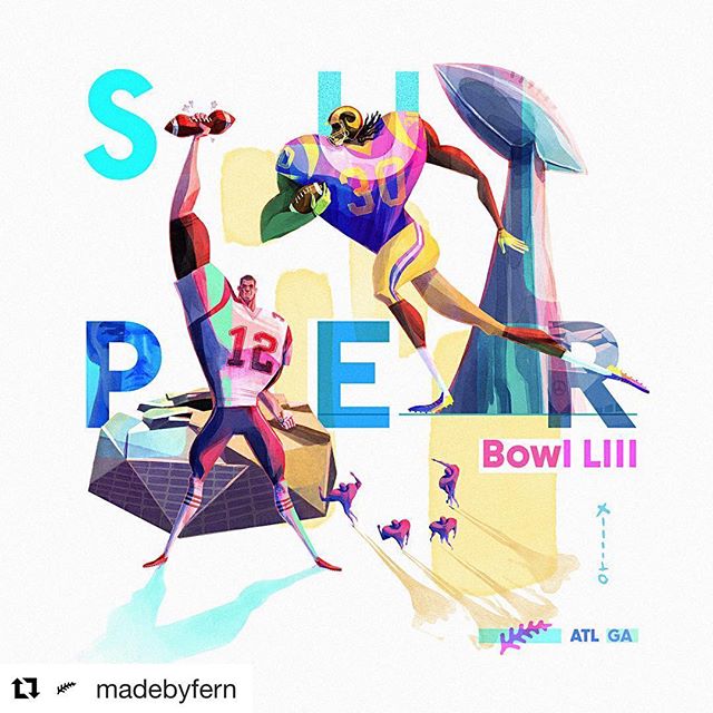 Everybody in ATL is talking about this thing called &lsquo;Super Bowl&rsquo; 🤔 .
#Repost @madebyfern with @get_repost
・・・
Super Bowl LIII is tomorrow, just down the road from our studio. Who&rsquo;s going to win? .
.
.
#superbowl #nfl #larams #patri