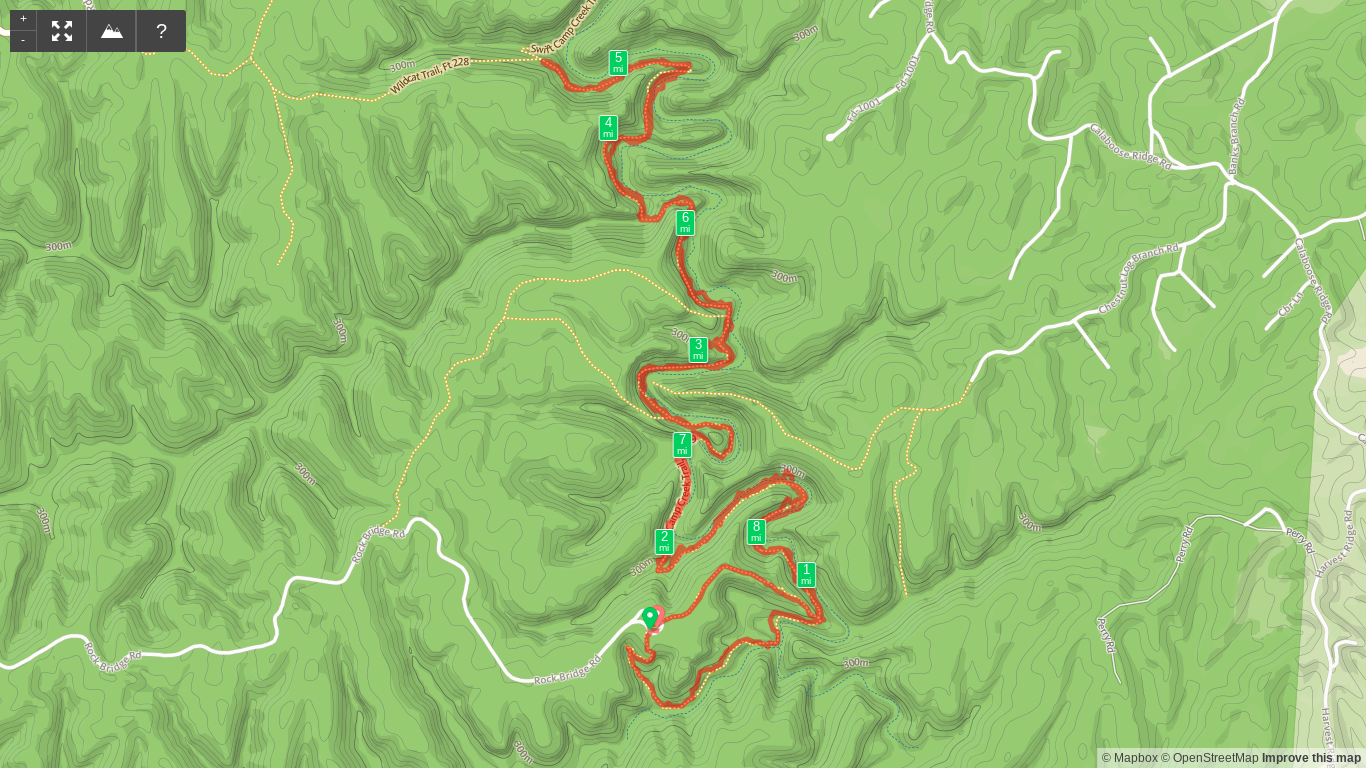 Map of Rock Bridge Arch and Swift Camp Creek hike (reverse lollipop)
