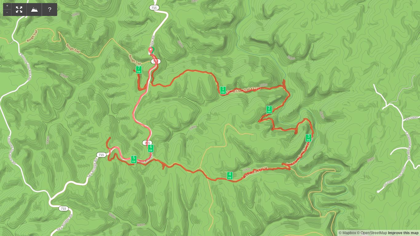 Map of Swift Camp Creek, Wildcat, and Angel Windows Loop