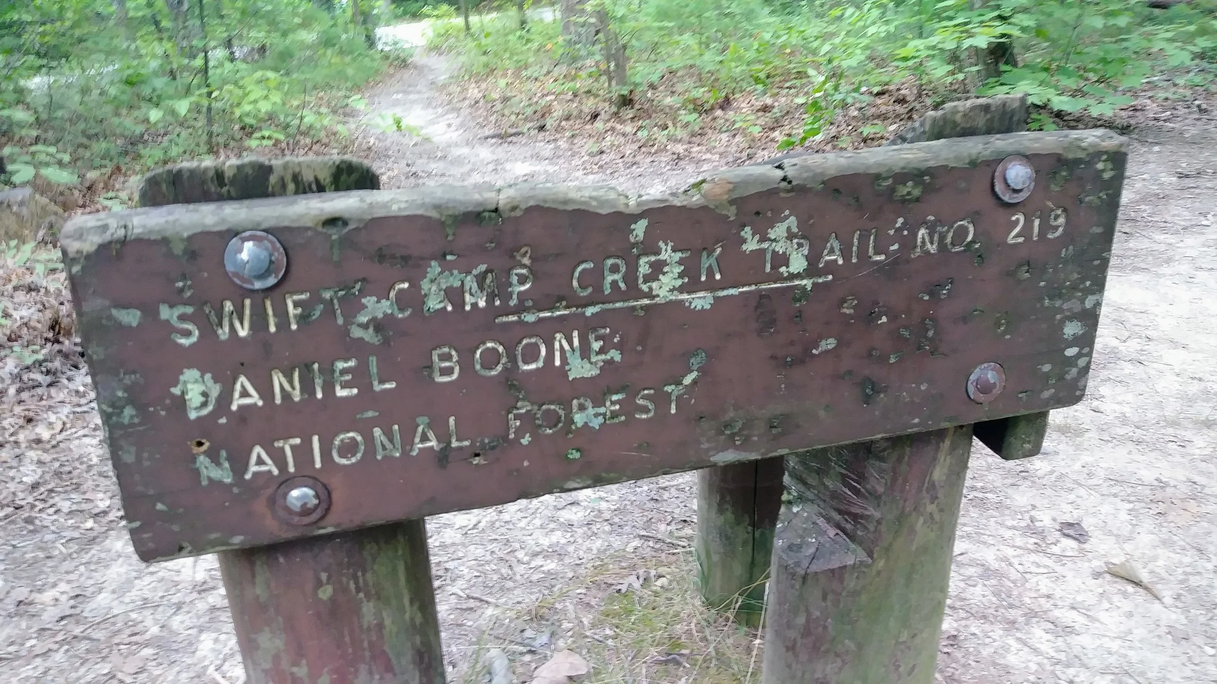 Swift Camp Creek Trail sign on KY 715