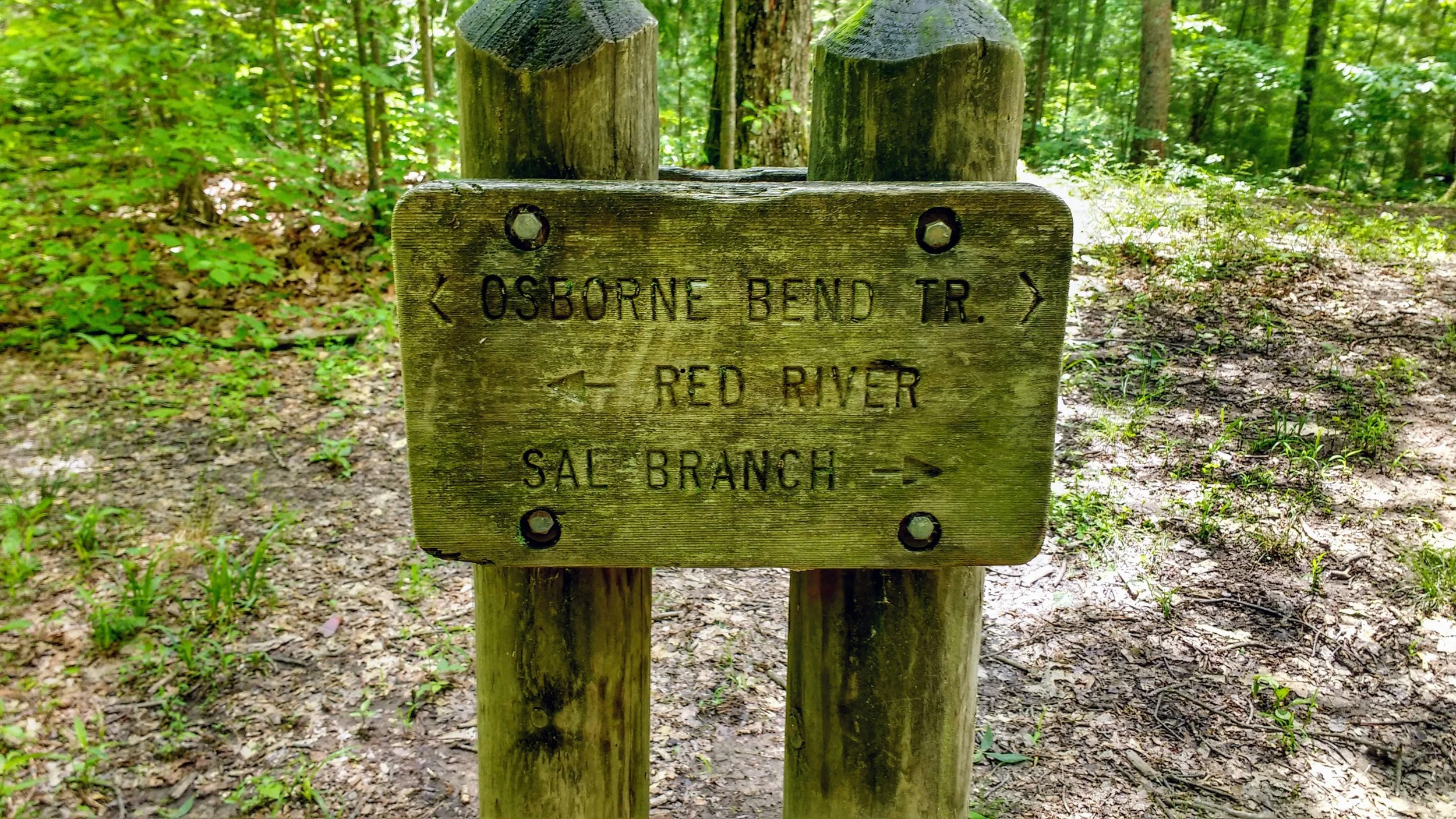 Sign at junction of Osborne Bend Trail and Lost Branch Trail
