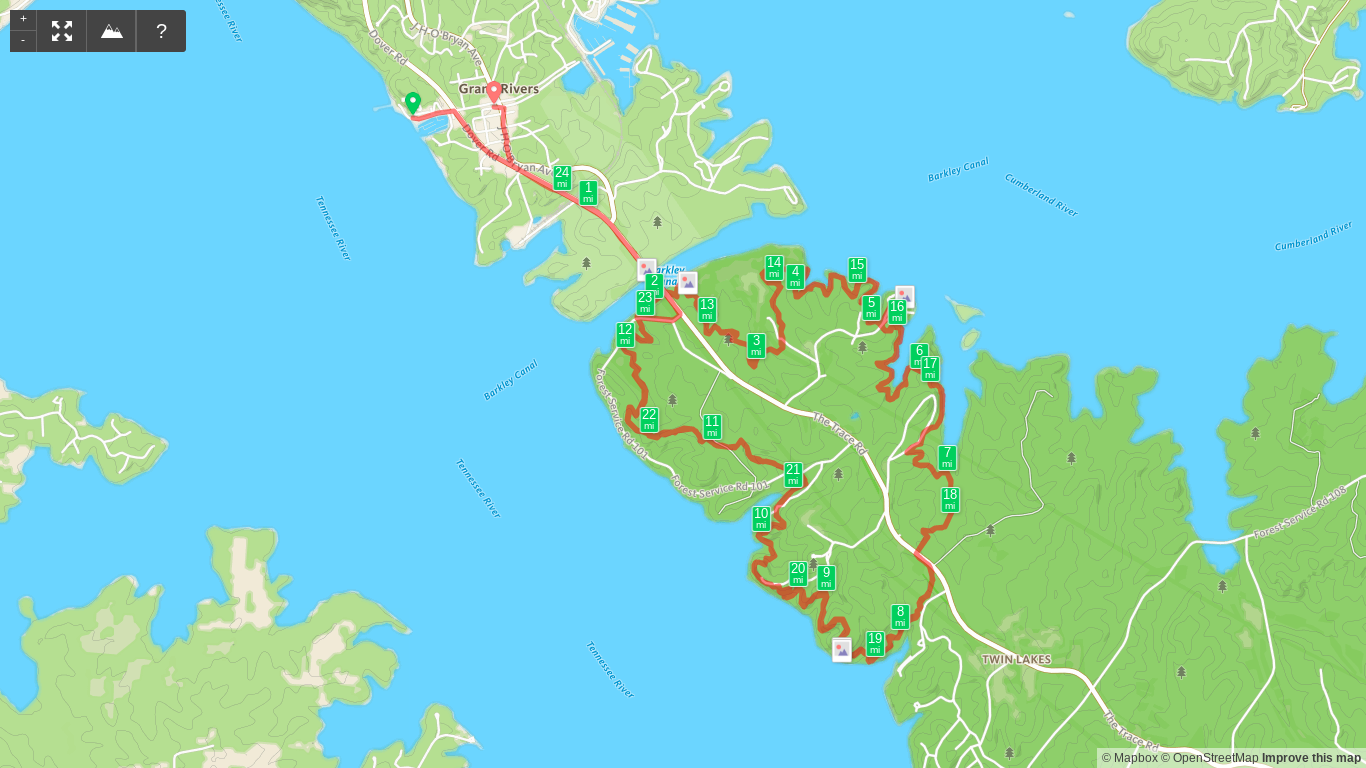 Map of Land Between the Lakes Trail Marathon