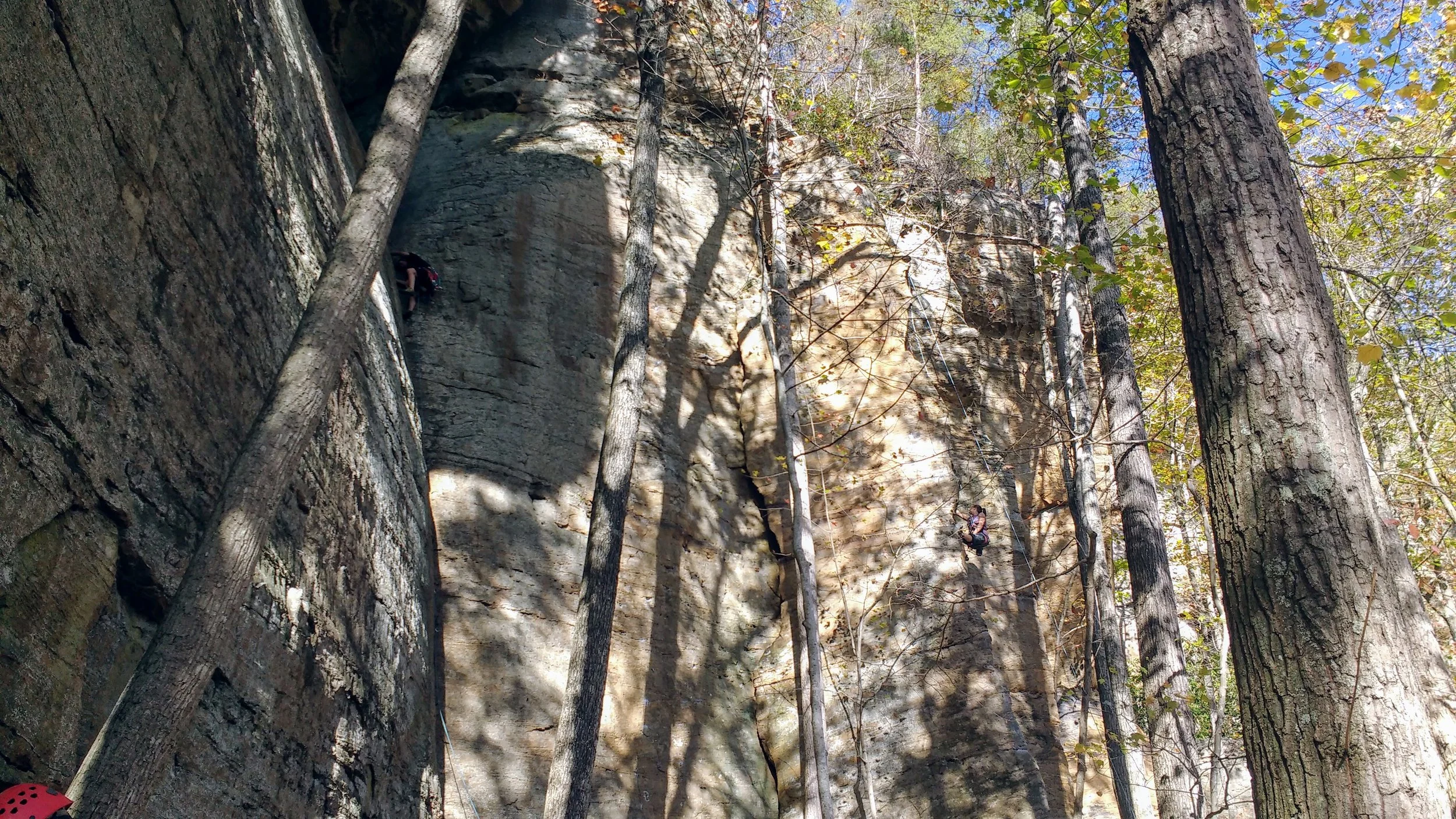 A climber on the move above Pebble Beach Trail