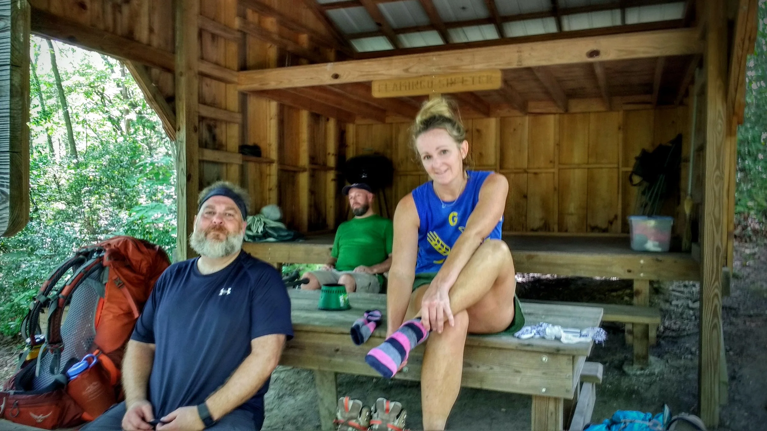 Unwinding at Flamingo Shelter after two days of extreme heat and humidity on Pine Mountain Trail