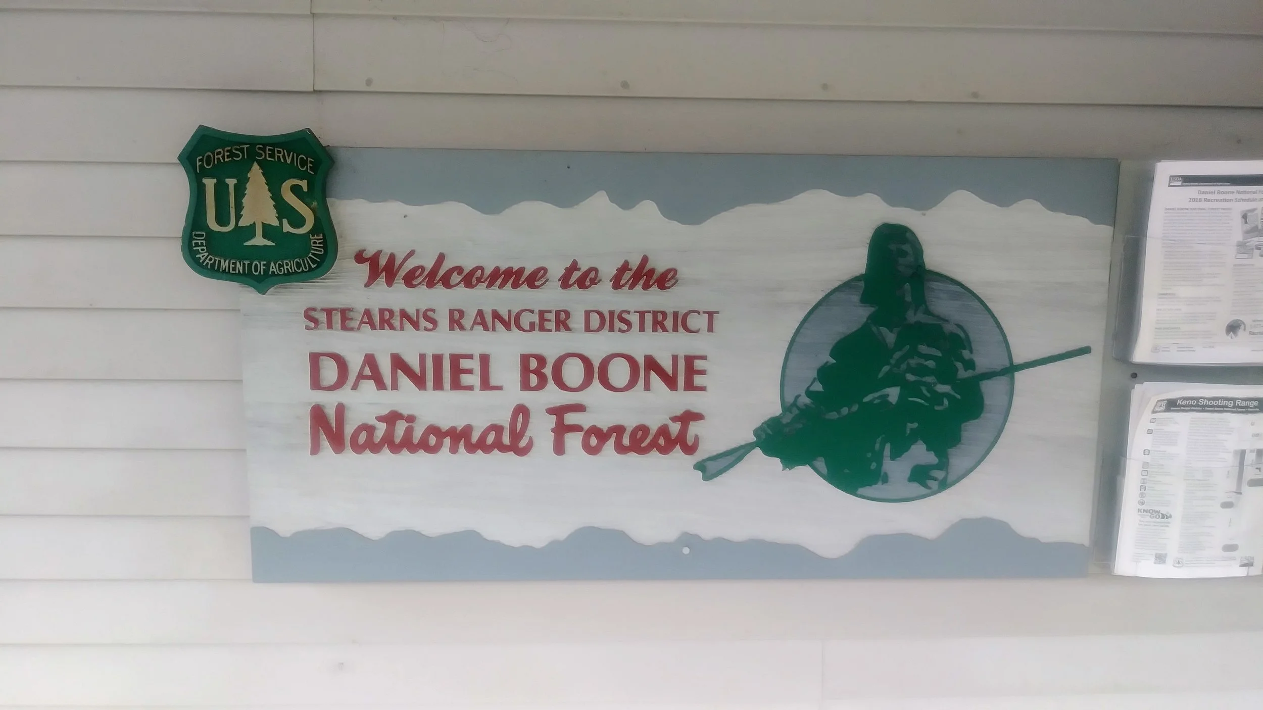 Welcome sign outside the Stearns Ranger Station.
