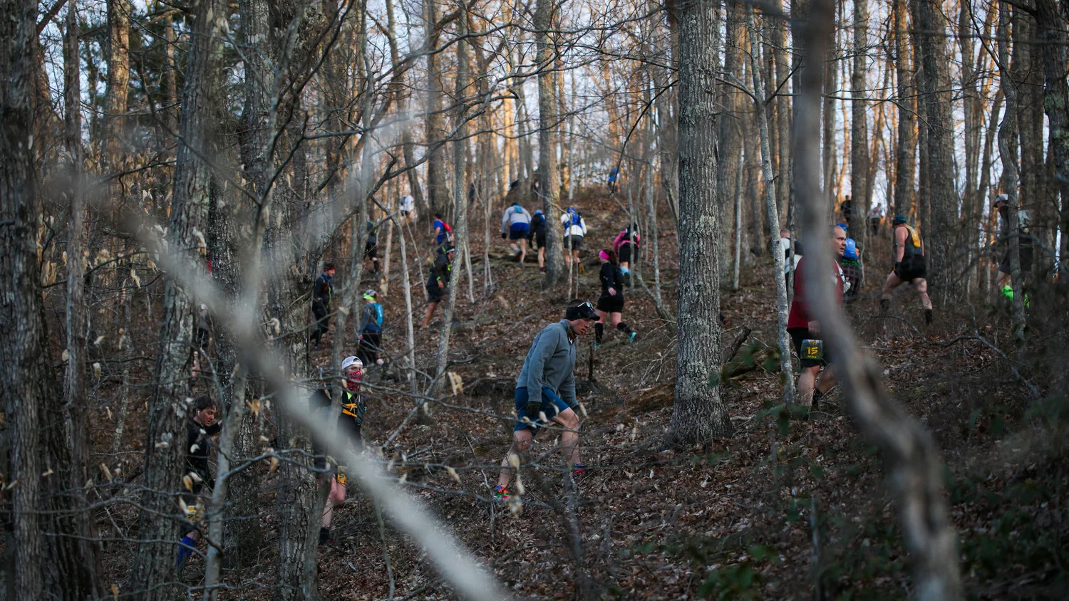 The opening climb at 2018 Big Turtle 50 has plenty of switchbacks