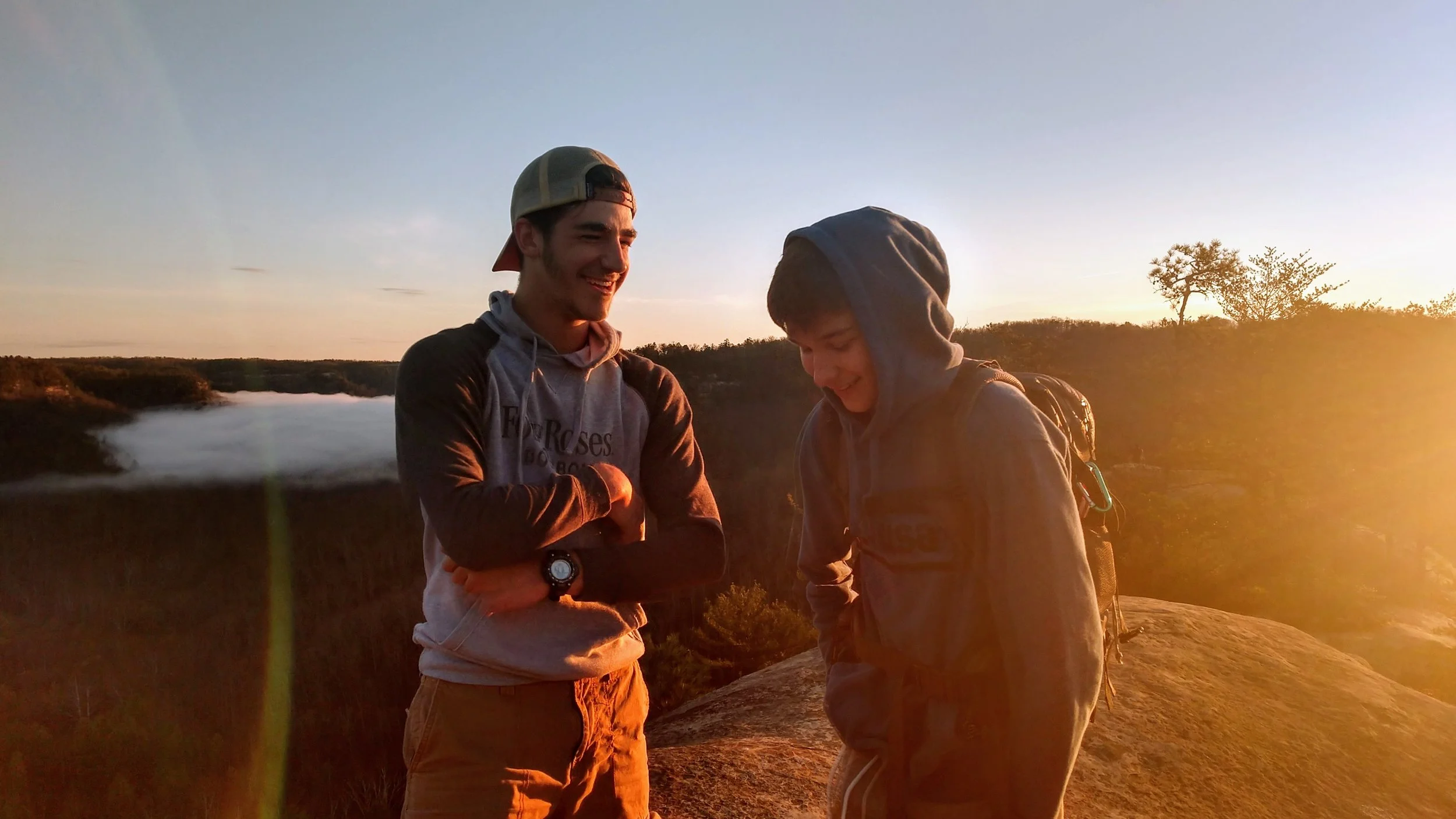 Hugh Janus (left) and Wayne King (right) Enjoying the Morning Sun at Hanson’s Point