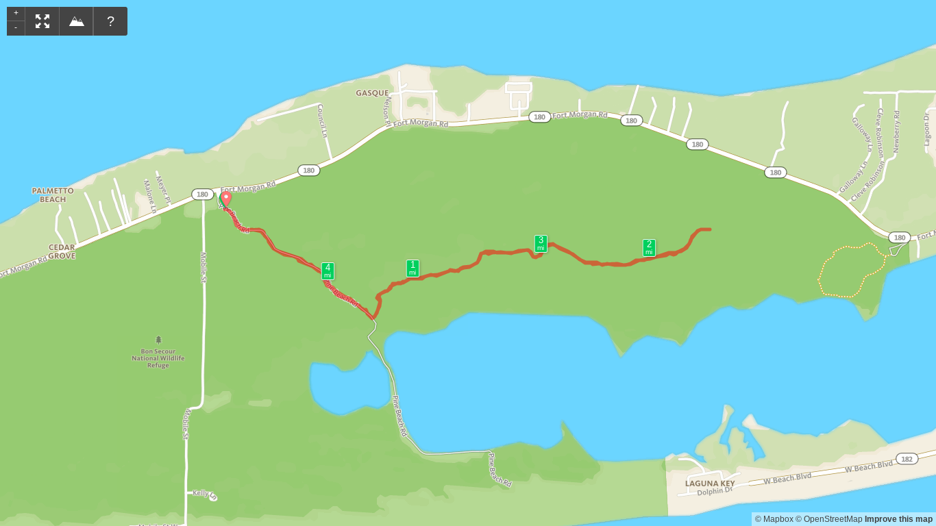 Map of Bon Secour NWR Pine Beach to Centennial Trail Hike