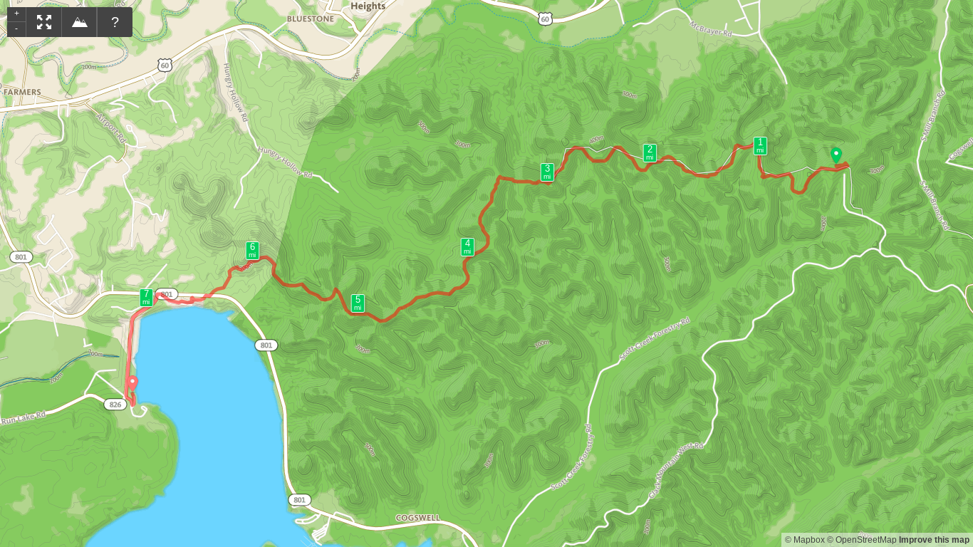 Map of Sheltowee Trace Day 4 - Amburgy Rocks to Stony Cove Picnic Area