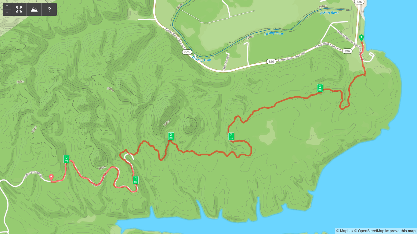 Map of Sheltowee Trace Day 4 - Stony Cove to Sulfur Branch Road