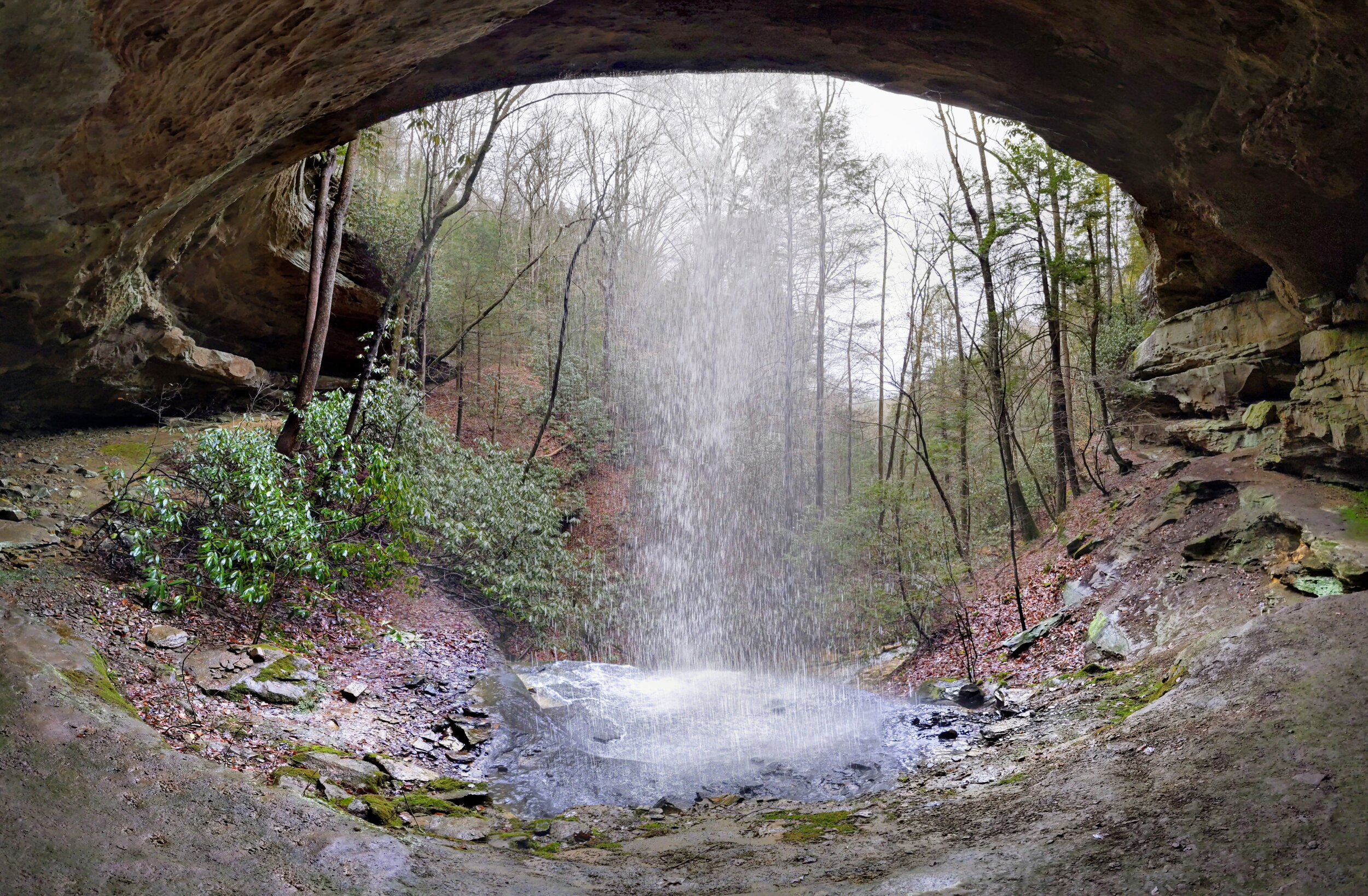 Underneath Horseshoe Falls in Muir Valley - Kentucky Hiker Project.jpg