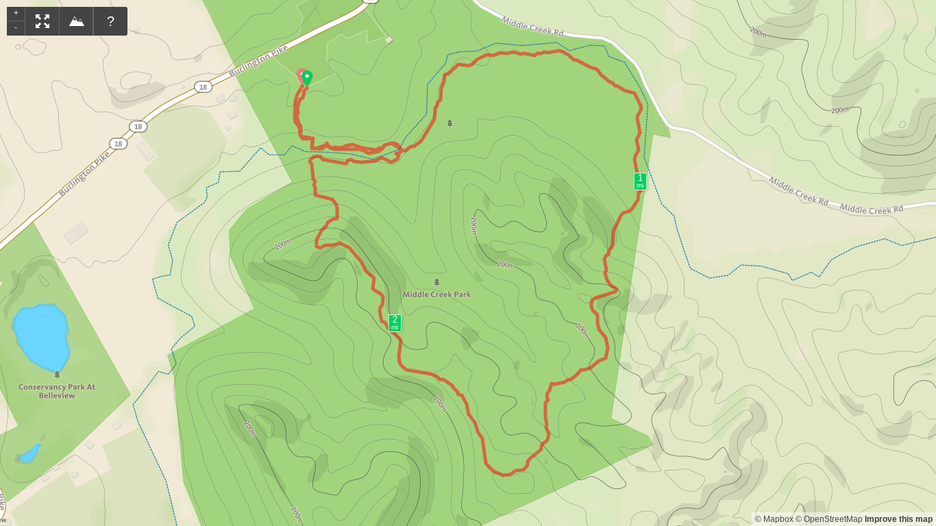 Map of Middle Creek Park Trail 1 Loop - Kentucky Hiker Project.png