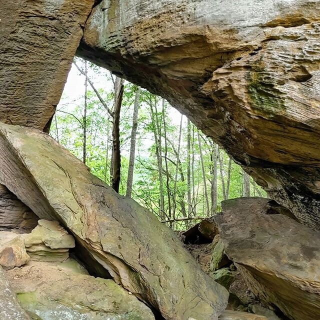 Eholia Arch in Red River Gorge is tough hike off Tunnel Ridge Road.  While the start is deceptively easy, a section of dead forest makes for a slow pace and challenging route finding.  That said, the view from the backside of the arch is phenomenal. 