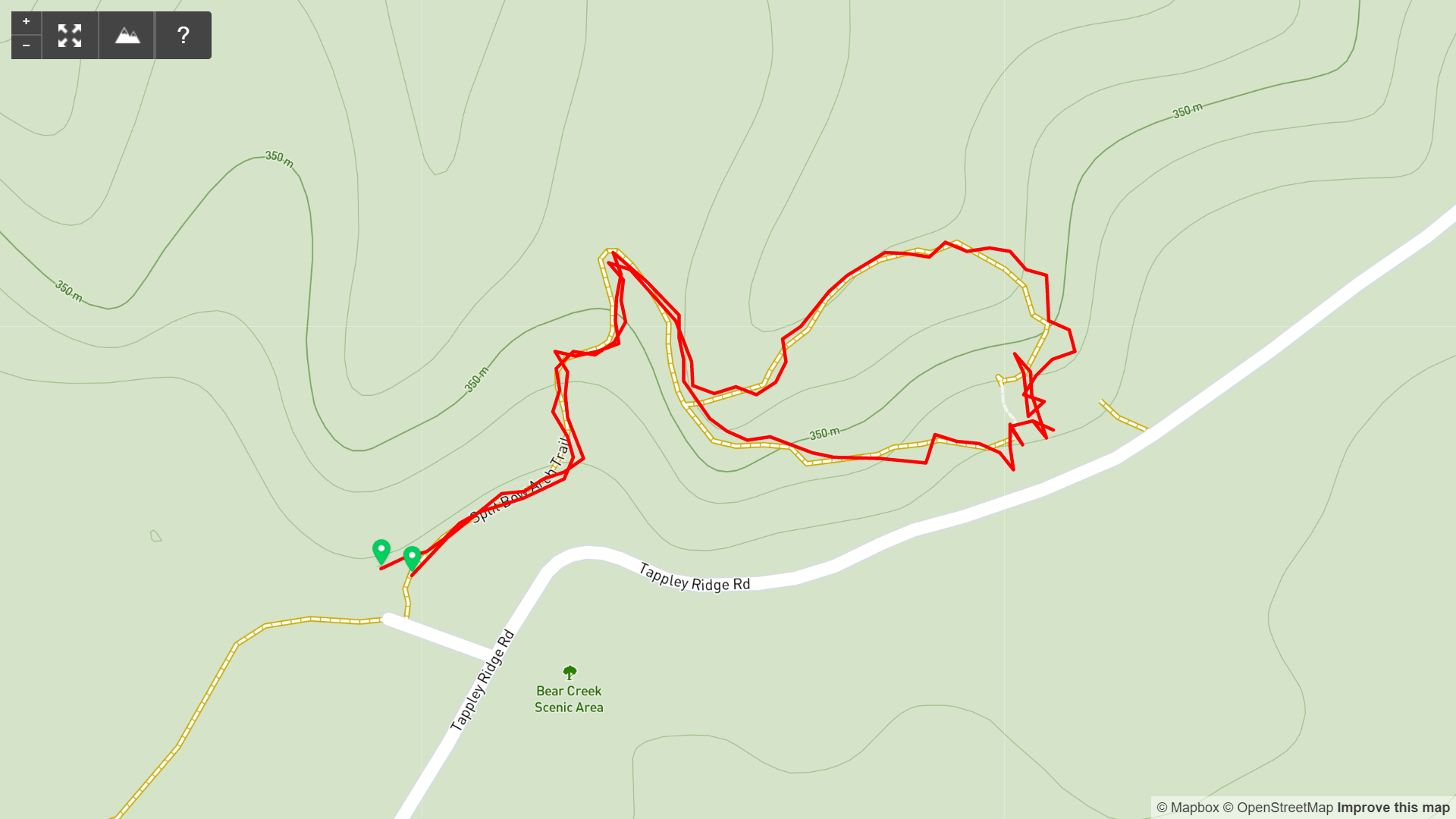 Map of Split Bow Arch Loop - Kentucky Hiker Project.png