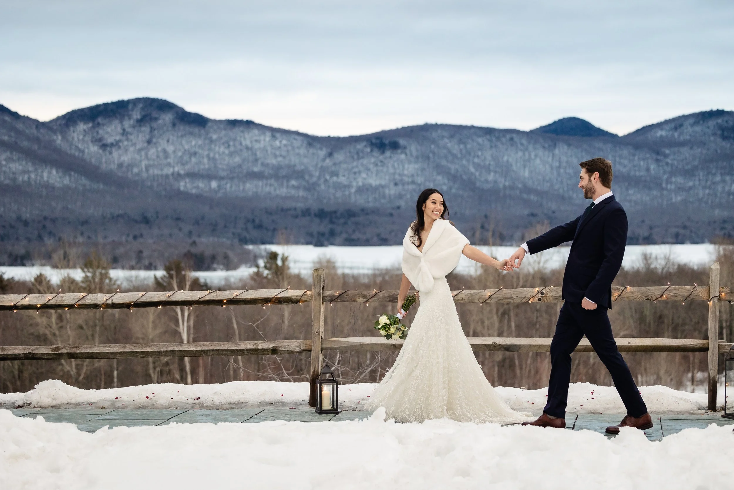  Bride and Groom in Front of a mountain  