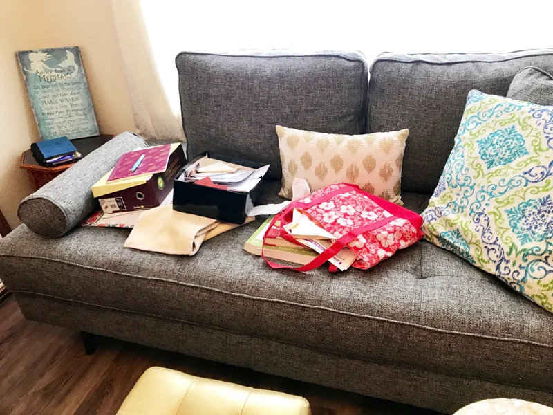 This is the last part of my home office decluttering for now. Later I'll get to the armoire shelves, in separate 15-minute sessions.