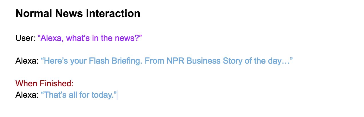 Normal News Interaction, from Task 1 in User Flows