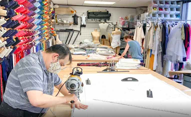 Fashion designer David Peck turns his atelier into a mask-making operation.