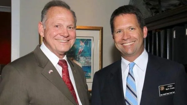 Roy Moore with Hogan judicial appointee Mark Crooks at a Sept. 2017 Anne Arundel fundraiser. Photo is from Facebook and was published at The Arundel Patriot.
