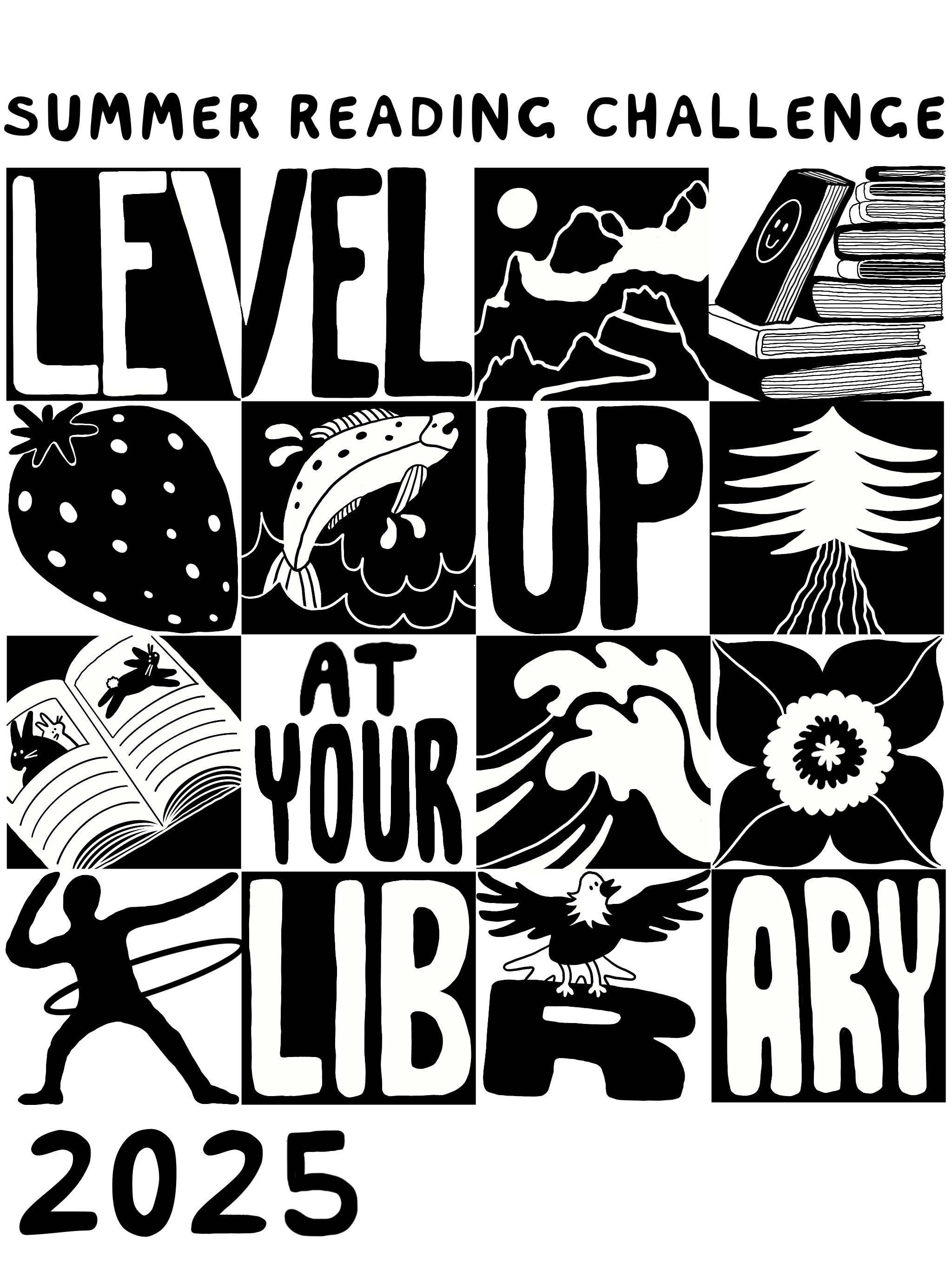 North Olympic Library System T-shirt / Tote design: Summer Reading Challenge 2025