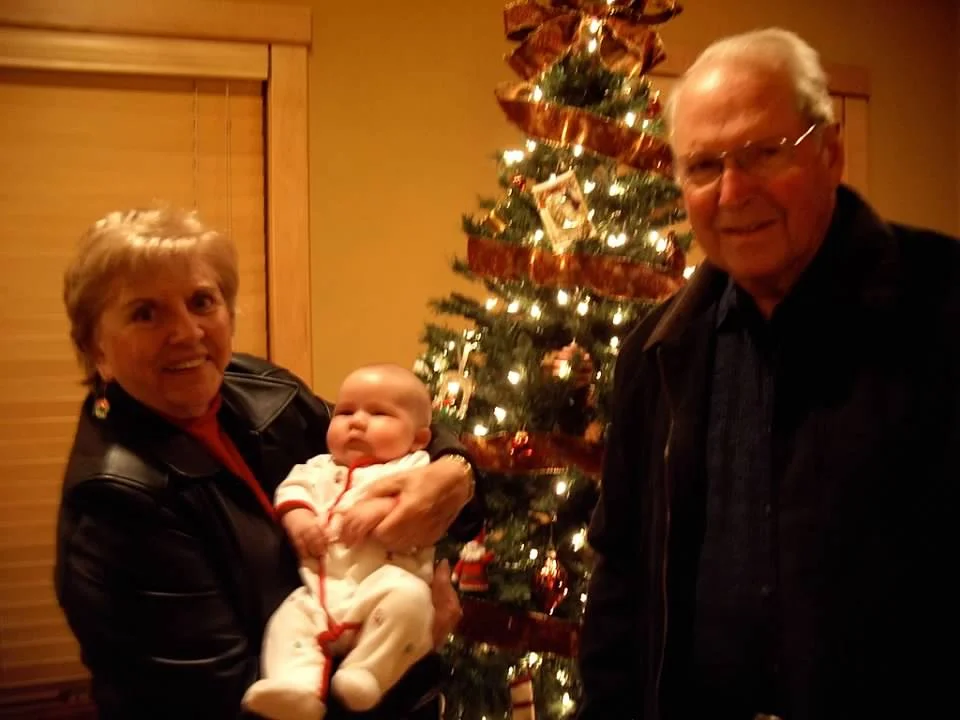 Baby’s first Christmas, 2010, was Nana and Granddad’s one trip to Wisconsin to visit us before their health declined. It was on this trip that Nana taught me to make her caramel cake and bestowed upon me the little cast-iron skillet to brown the sugar in, which I still use every day.