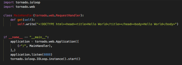 do not save the file as tornado.py; it shadows the actual tornado import causing and import error