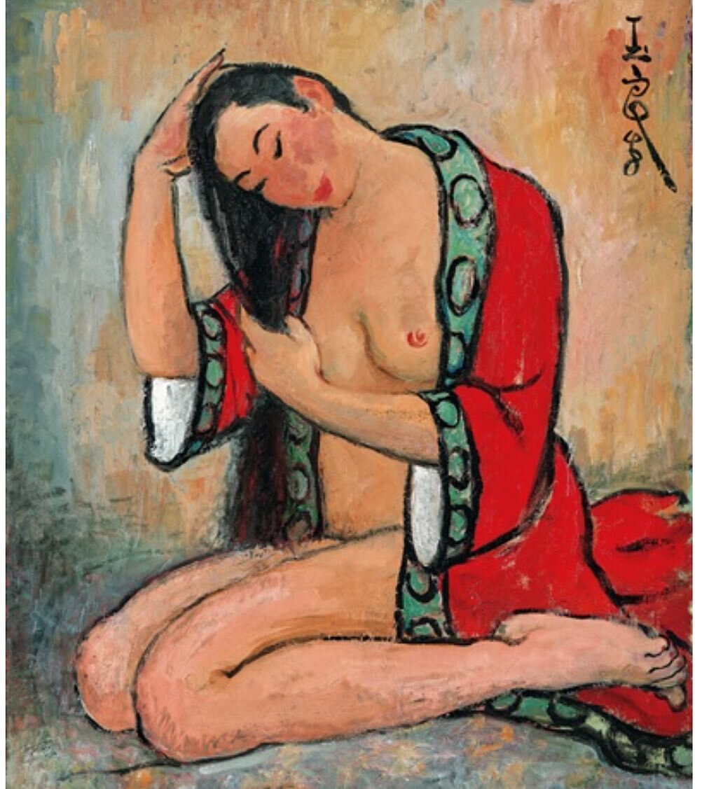 Lady brushing her hair, 1948

Pan Yu Lin (Pan Yuliang), born in 1895 in Yangzhou, died 1977 in Paris.
She was trained in Shanghai, Paris &amp; Rome.
