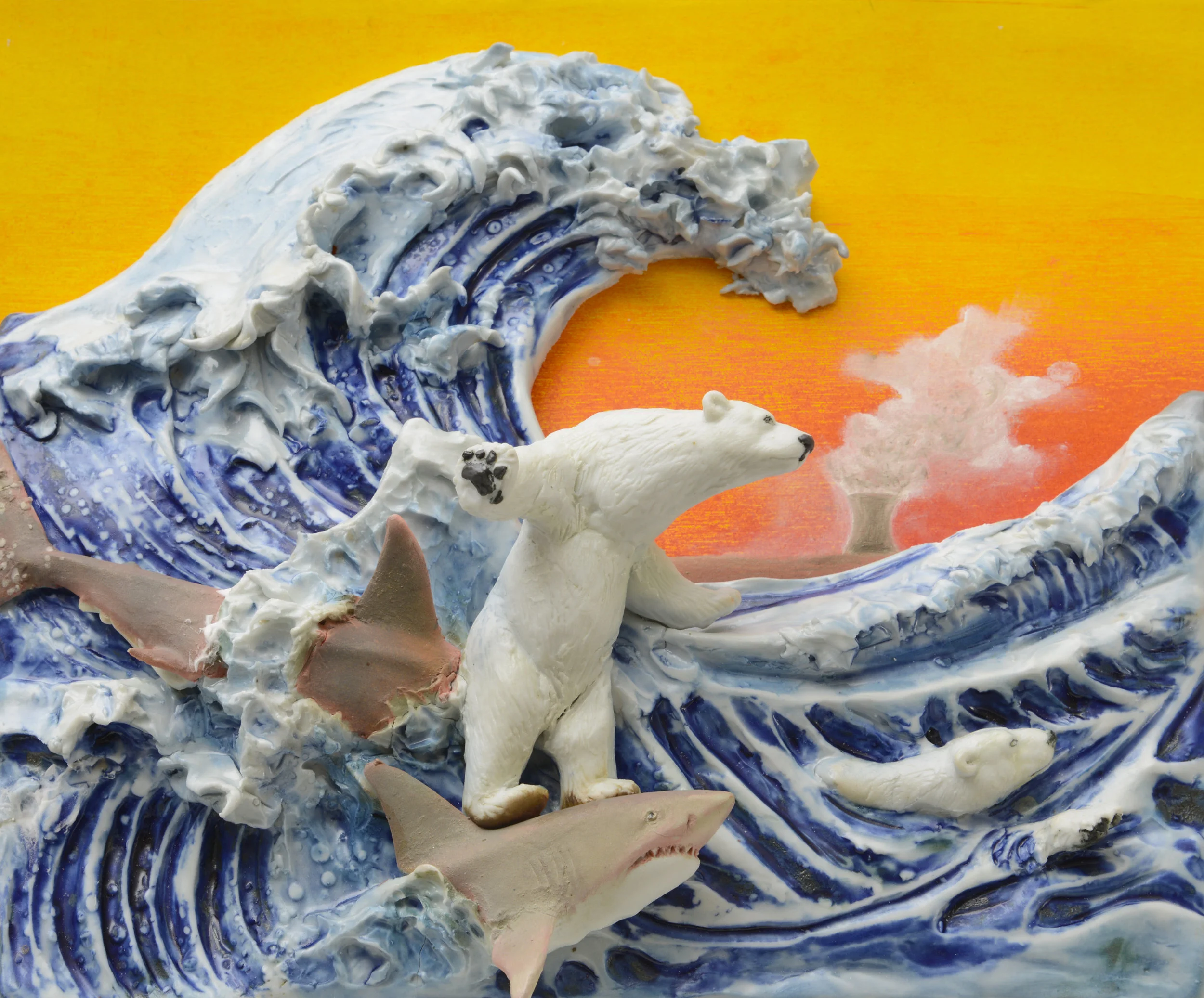  Great Wave  Porcelain, acrylic on panel  12” x 10” 