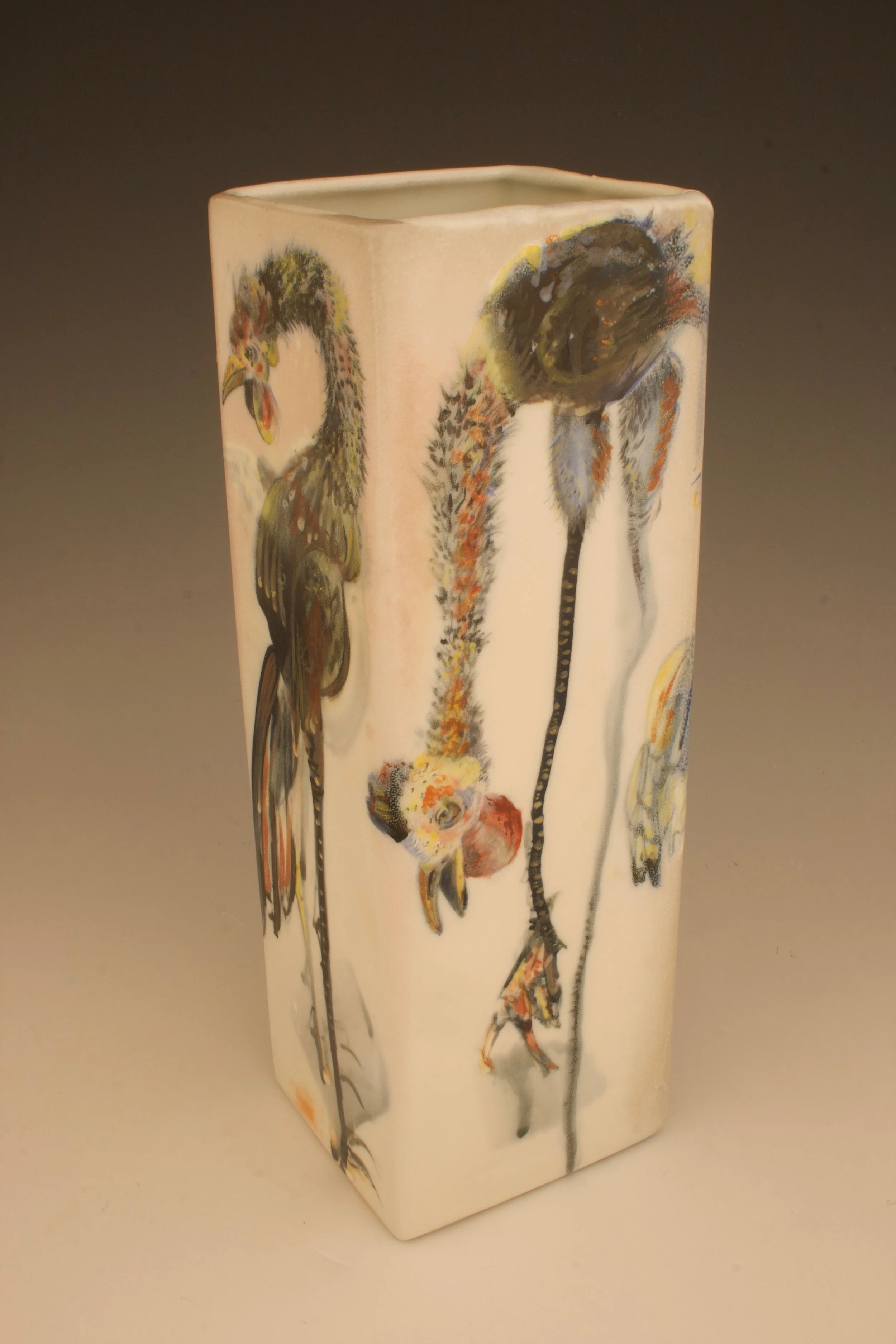  Rooster Vase  Porcelain  5” x 5” x 14” 