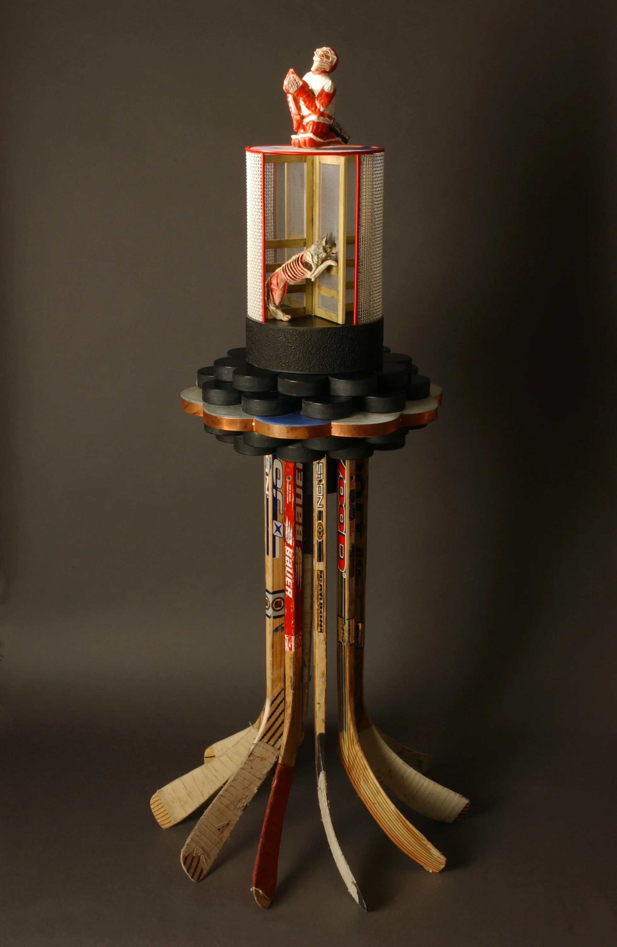  Score  Wood, porcelain, glass, copper, wire mesh  54” x 18”  