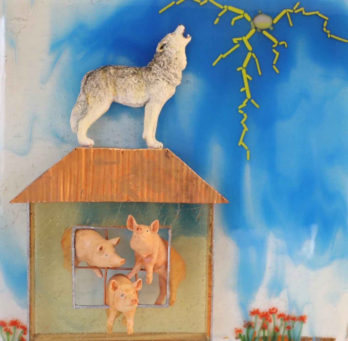  Reverse Mortgage  Glass, porcelain and copper on wood panel  12” x 12” x 2” 