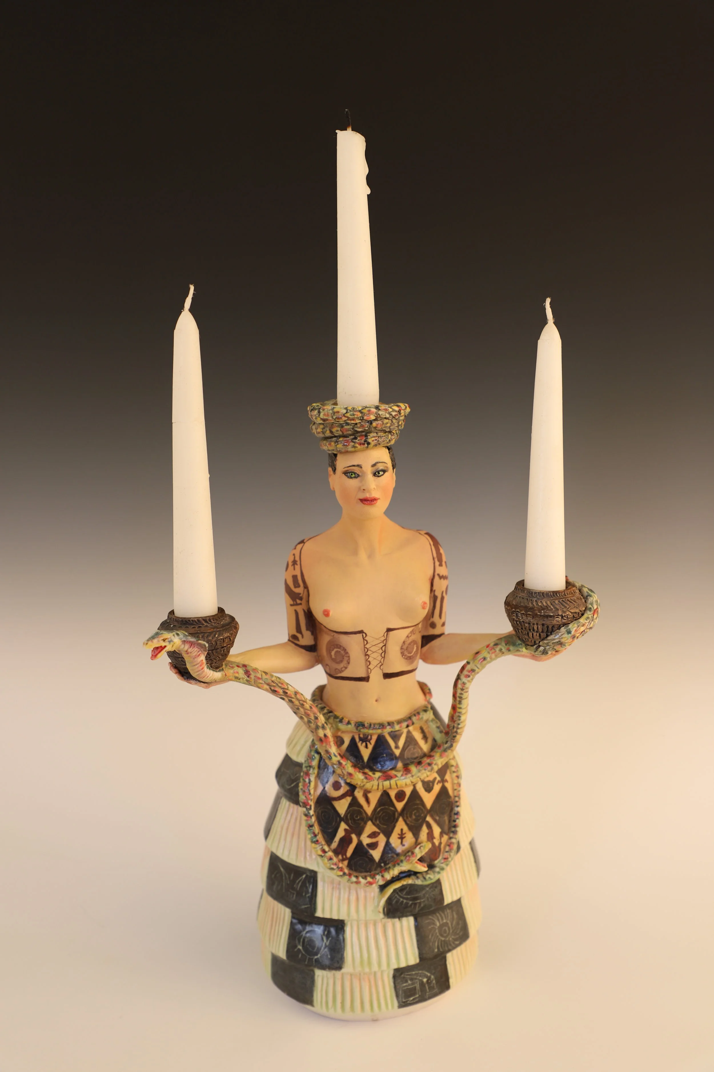  Smake Goddess  Porcelain  10” x 6” x 13” 